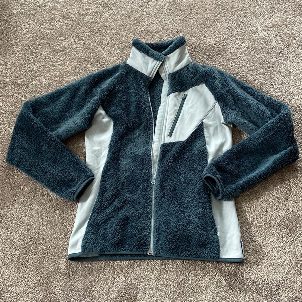 Columbia Full Zip Fleece Jacket Teal Outdoor Hiking Warm Layer SIZE S